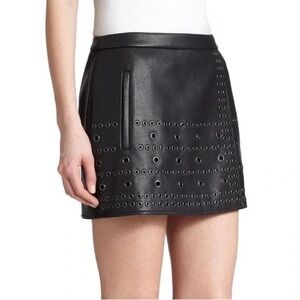 🍭 BCBGMaxAzria Black Leather Mini Skirt size 2 NWT